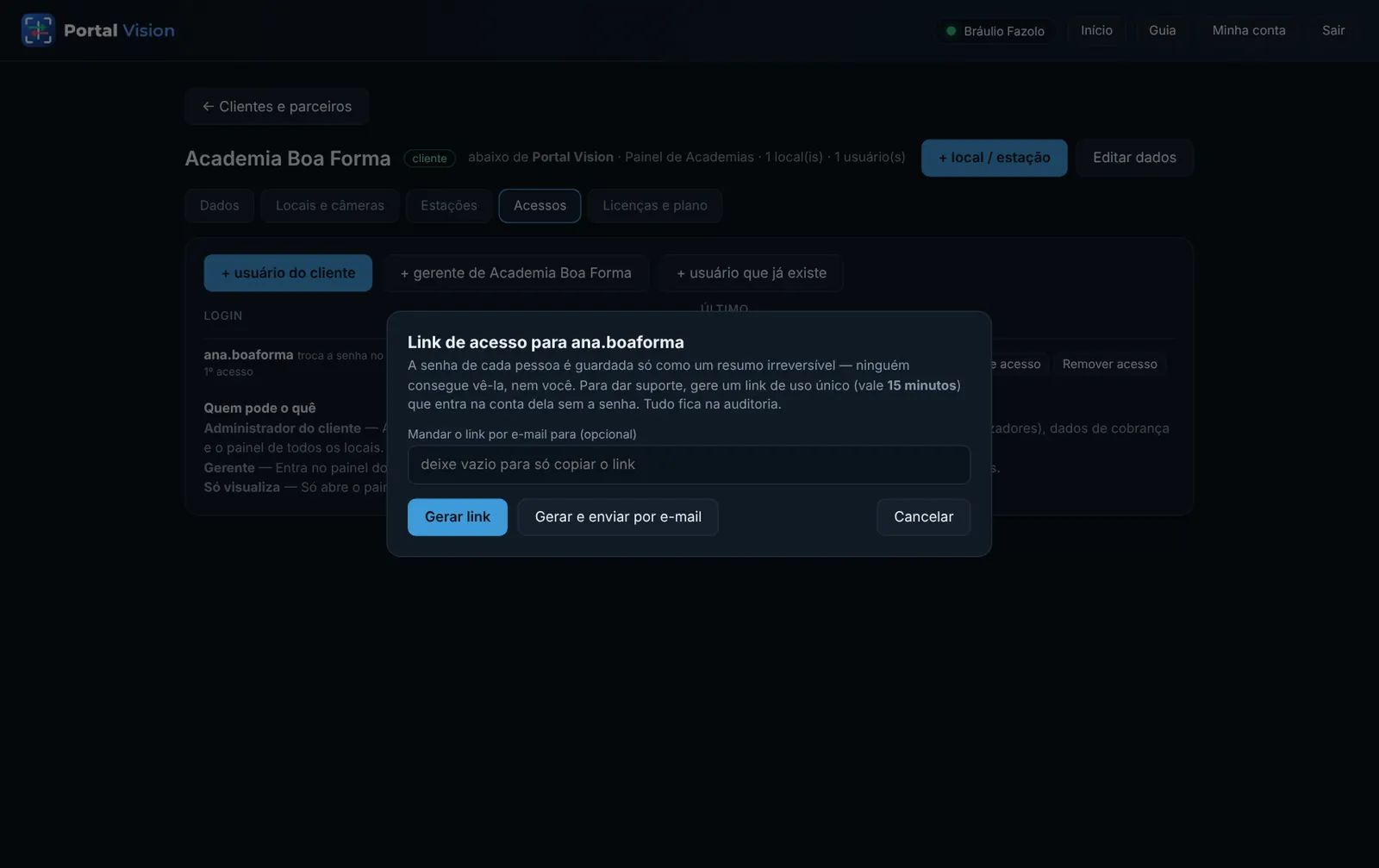 Link de acesso para suporte