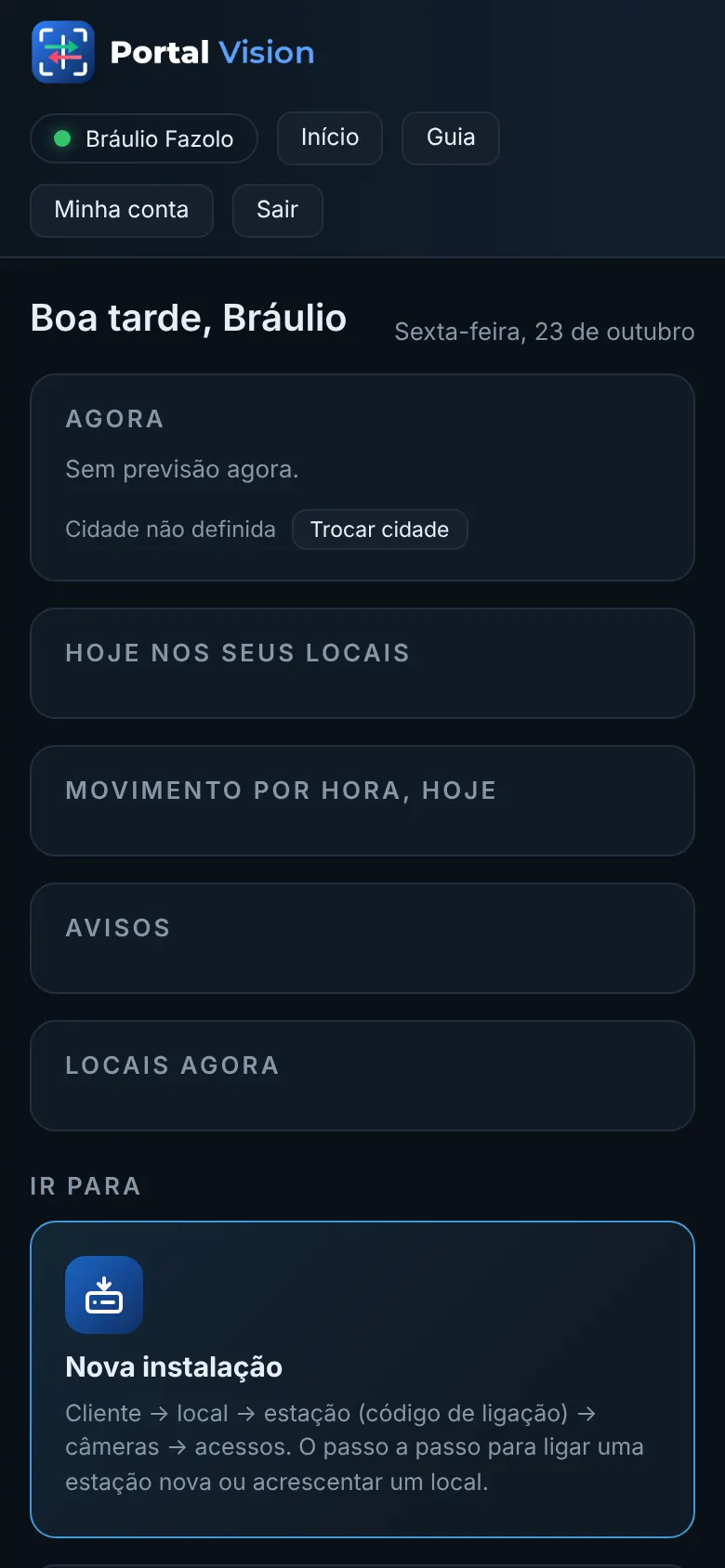 O início no celular