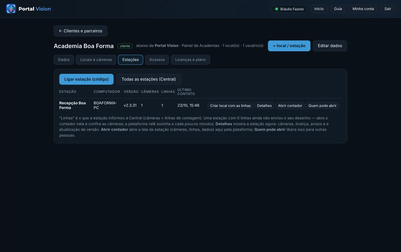 Aba Estações: as estações deste cliente