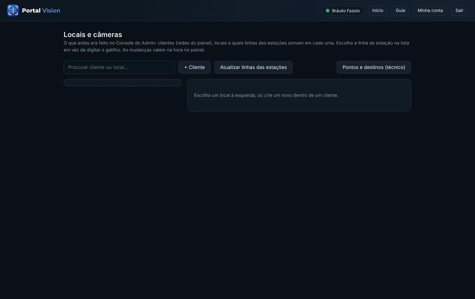 Locais e câmeras: a lista de todos os clientes